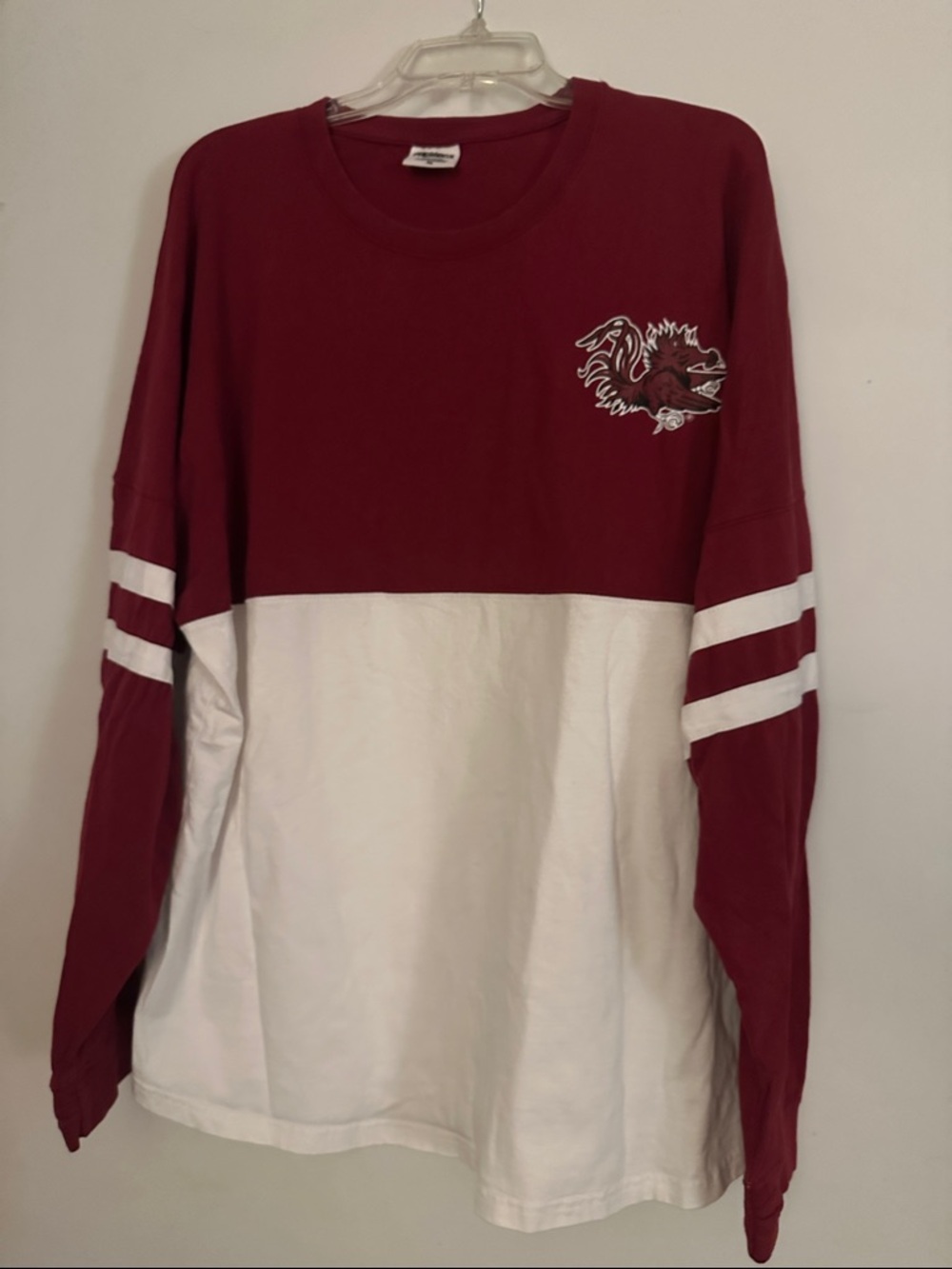 Pressbox Gamecocks Maroon and White Long Sleeve Colorblock Tee